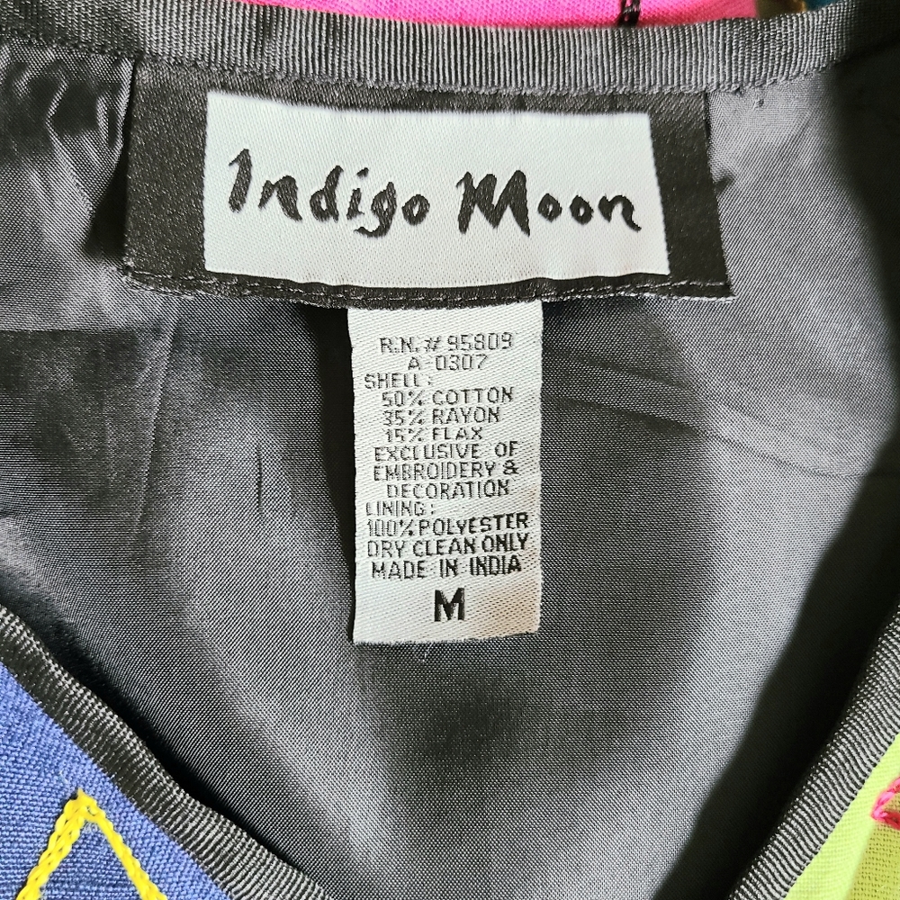 Indigo Moon Art to Wear Patchwork Color Block Flax Blend Jacket - Picture 10 of 10